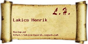 Lakics Henrik névjegykártya